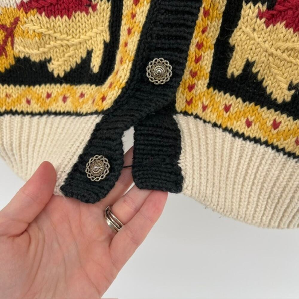 VTG 90s Orvis Fall Leaves Embroidered Cardigan Sweater Womens L USA Cottage READ - Picture 8 of 10